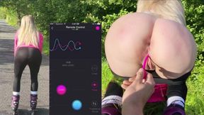 Dirty public sex with remote-controlled vibrator ends in messy ass&#x1F351;-fuck & jizz explosion.