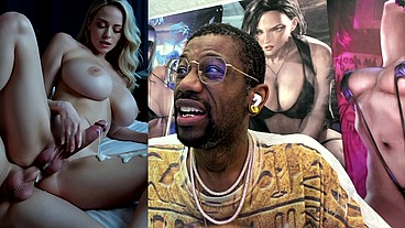 Beautiful Big Breast Transgender Milf Cums Thicc Hard Nut All Over Her Leg While She Gets Anal Fucked From Behind, AI Generated
