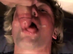 Fucking the twink's mouth and cumming on his face