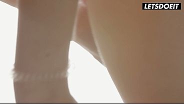 Busty Brunette Gets Fucked Doggy Style While Face is Buried in Blonde Cunt