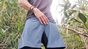 Hottest sporty guy exposes big dick at public beach