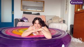 Inflating my Rainbow Island from Intex and having a bit of fun on it