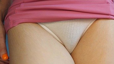 white panties under the skirt