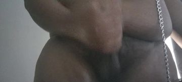 Happy Horny Trans BBW Standing Stroking and Cumming Hard