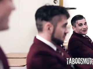 Blonde Mature Teacher Getting Team-banged In The Classroom