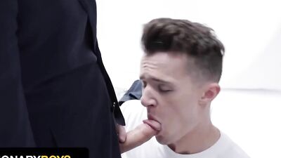 Missionary Boys - Muscular Twink Elder Grant Bends His Knee And Sucks President Joel's Hard Cock