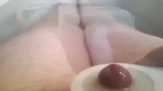 Amateur solo male masturbates tiny cock with monkey spanker toy