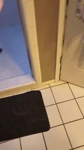 Molly Locke caught in the shower, spreads and shaves while joking.