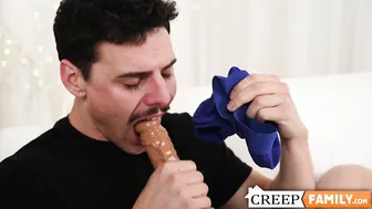 Twink Asher Day worships stepuncle Colby Jansen's cock before bareback ride