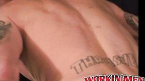 ”Tatted amateur plays with his prick & makes it cum hard”