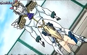 Anime gets holes drilled by tentacles