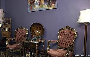 Monster tits MILF pegging man slave