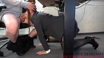 my private secretary kneeling under the desk to satisfy the boss