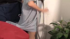 Girlfriend on Crutches Lets Sex Crazed Boyfriend Fuck Another Girl