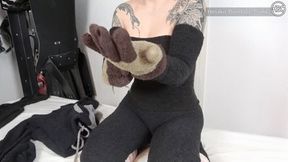 Masturbation with Many Layers of Fluffy Mohair and Zentai Suit