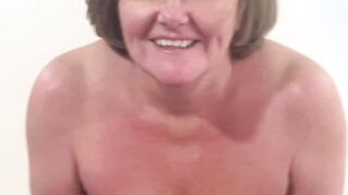 Old Mom with giant boobs! shows her hubby how much she loves long penis!!