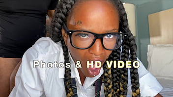 Black petite Raven Swallows takes it in the ass and swallows