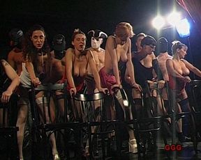 Bukkake Sluts Get Their Faces Drenched in Cum on Stage