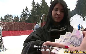 Amateur chick fucking in the snow