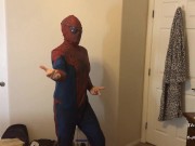 Spiderman Strip Tease, Cock, & Asshole Play