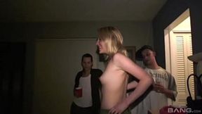 Blonde bombshell gets down with two dudes in raunchy threesome, goes anal&#x1F44C;, doesn't care who knows