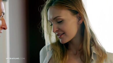 Blonde Czech girlfriend shares intimate moments with her man in their modern kitchen