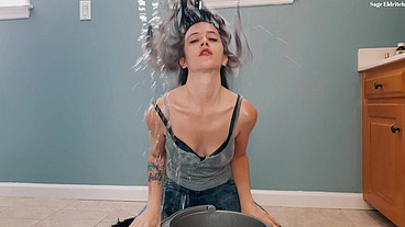 Sage Eldritch Flipping Her Wet Hair in Wet Clothes