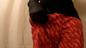Huge cock in red silk shorts cumming all over POV wank mess