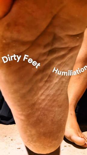 Dirty Feet Humiliation. Sub receives degrading lesson!