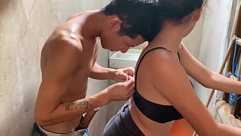 Stepdad fucks stepdaughter in the laundry room
