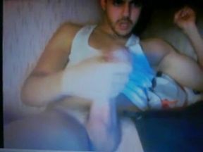 hot arab guy jerking his huge hung thick cock