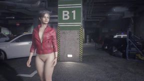 Claire Redfield walking around half naked