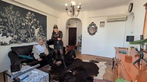 Goddess Samariel and Lexynoir - Boots worship and cleaning