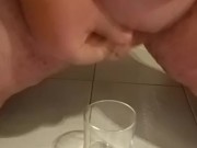 Task for fitsole Chubby clit play and cum in glass