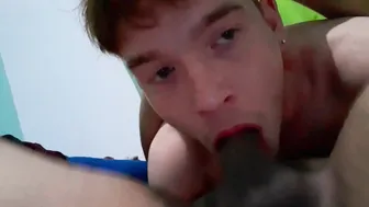 Redhead twink gives Latino amateur a deepthroat blowjob