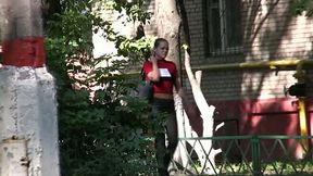 Awesome bizarre fetish of a Russian brunette chick