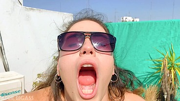Deep throat without mercy, throat destroyed and fucked after swallowing cum