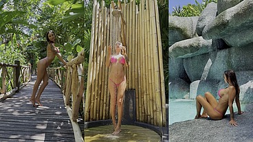 Hot Monika Fox Poses In Sexy Pink Bikini In Exotic Locations