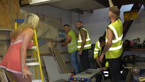 On-site Gangbang Erin Moore Takes on the Builders Part 1