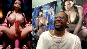transgender nezuko riding a dildo while she cums, ai generated