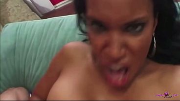 Cum ends up deep in this tall ebony girls mouth and throat after some fucking