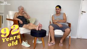 Smelling elderly woman's feet - GILF FETISH (MP4 - HD 1080p)