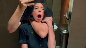 Risky Public Sex In The Toilet. Fucked A Mcdonalds Worker Because Of Spilled Soda - Eva Soda