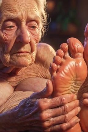 Beautiful Big Wrinkled Feet Oiled up - Oil Dripping From Toes Sensual Massage