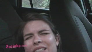Zuzinka rubs herself to orgasm in the car