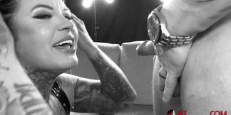Tattooed PAWG Sabien Demonia deepthroats and rides cock in reverse cowgirl