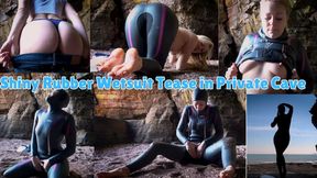 Shiny Rubber Wetsuit Tease in Private Cave - WMV