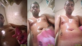 jerking off with oil in the shower self ruined orgasm multiple times and overstimulation of my glans that makes me squirt all over myself - camilo brown