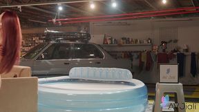 Amatory dream girl at tattoos trailer