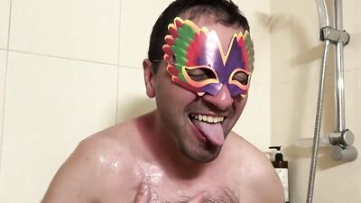 Earl relieves himself, then takes a shower and finally cums